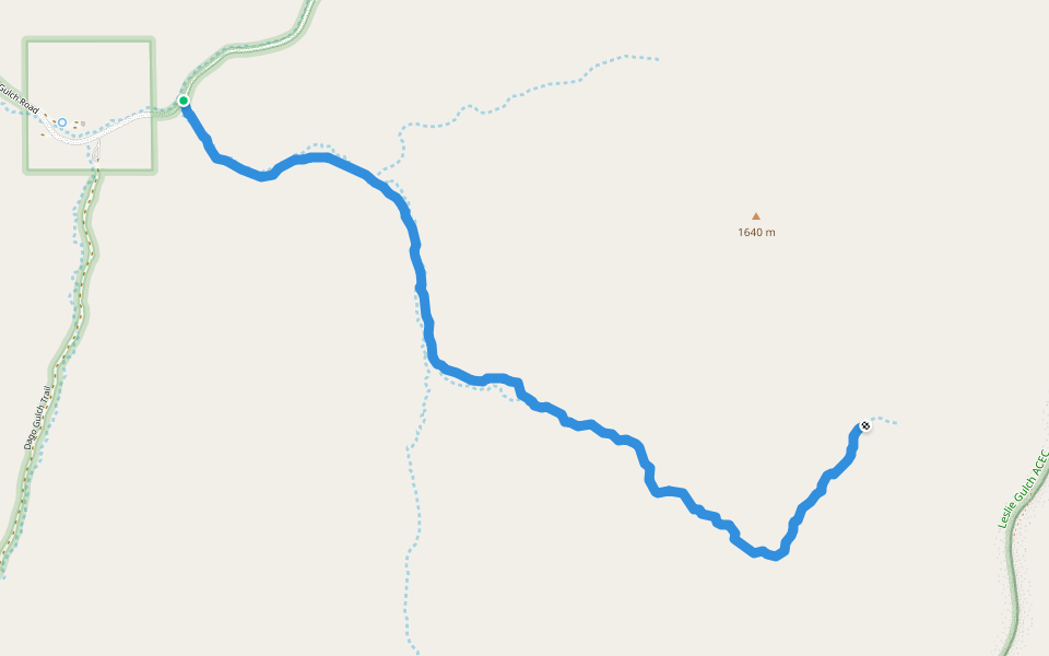 Upper Leslie Gulch Trail walking route map in Jordan Valley
