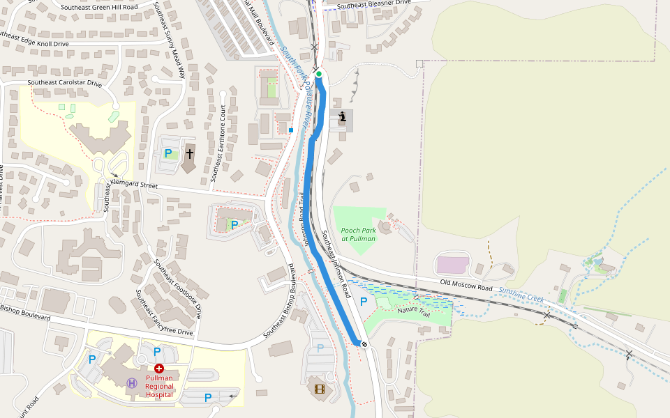 Johnson Road Trail walking route map in Pullman