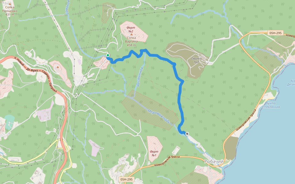 мото трасса от Самана в Рыбачий walking route map in Vladivostok