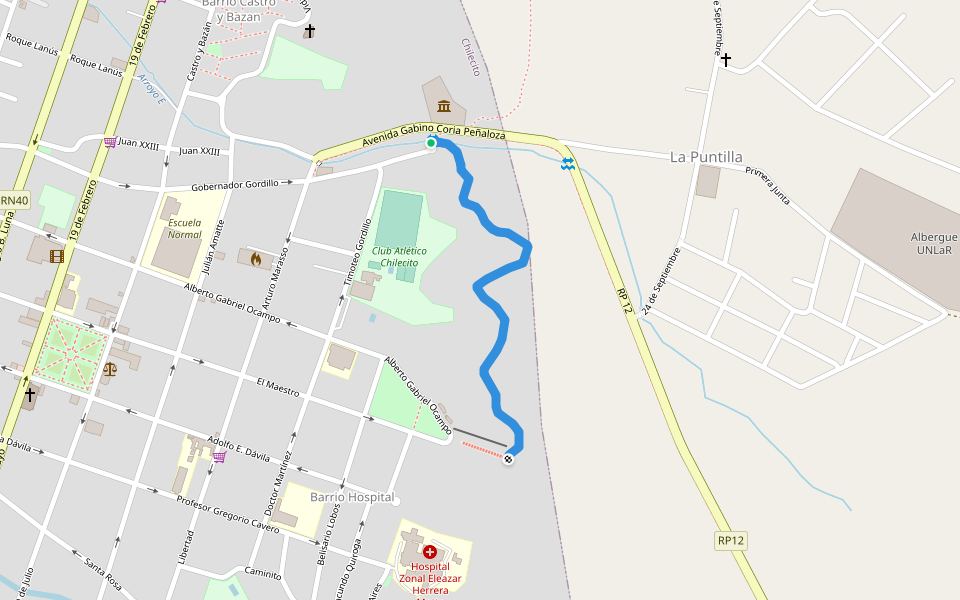 Sendero RP12 - Cristo Portezuelo walking route map in Chilecito