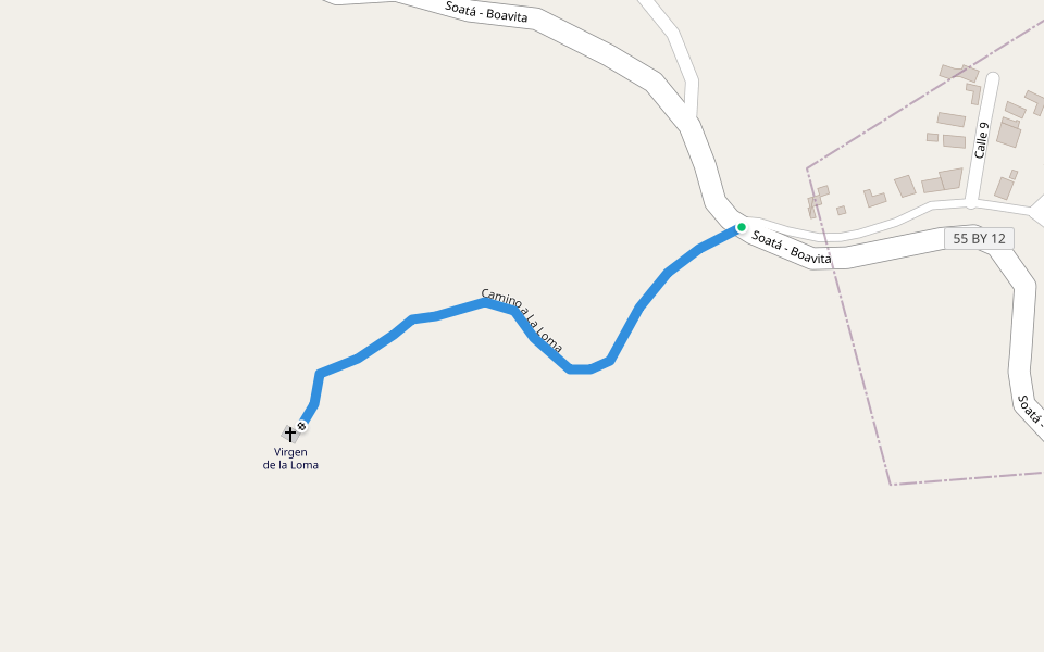 Camino a La Loma walking route map in Boavita