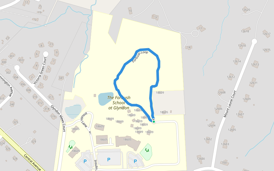 Forbush Loop walking route map in Reisterstown