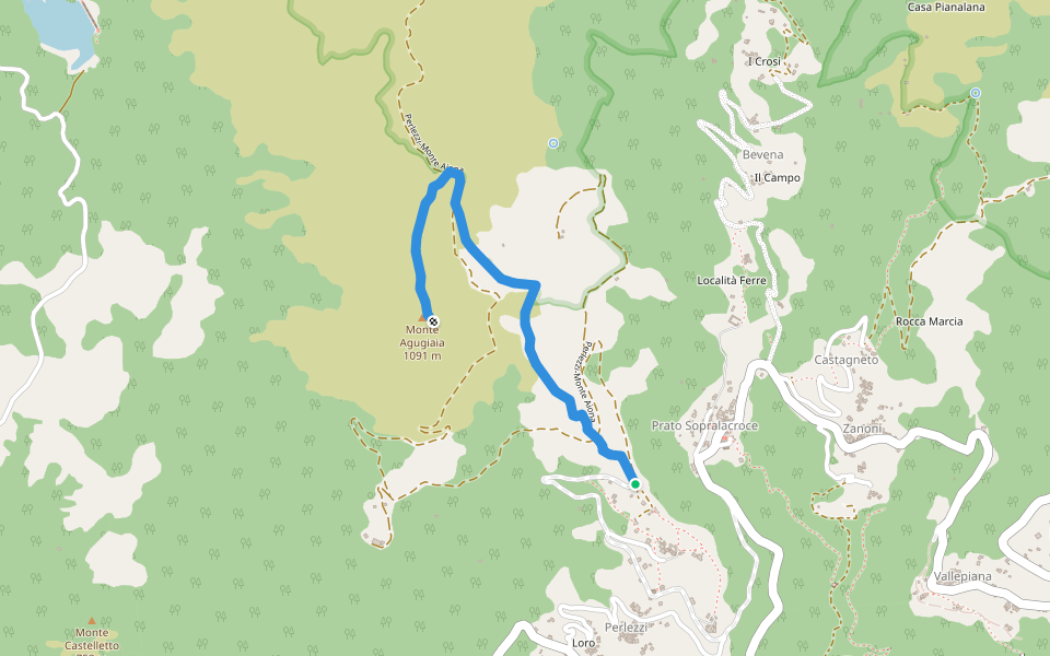 Raccordo Perlezzi-Monte Agugiaia walking route map in Prato