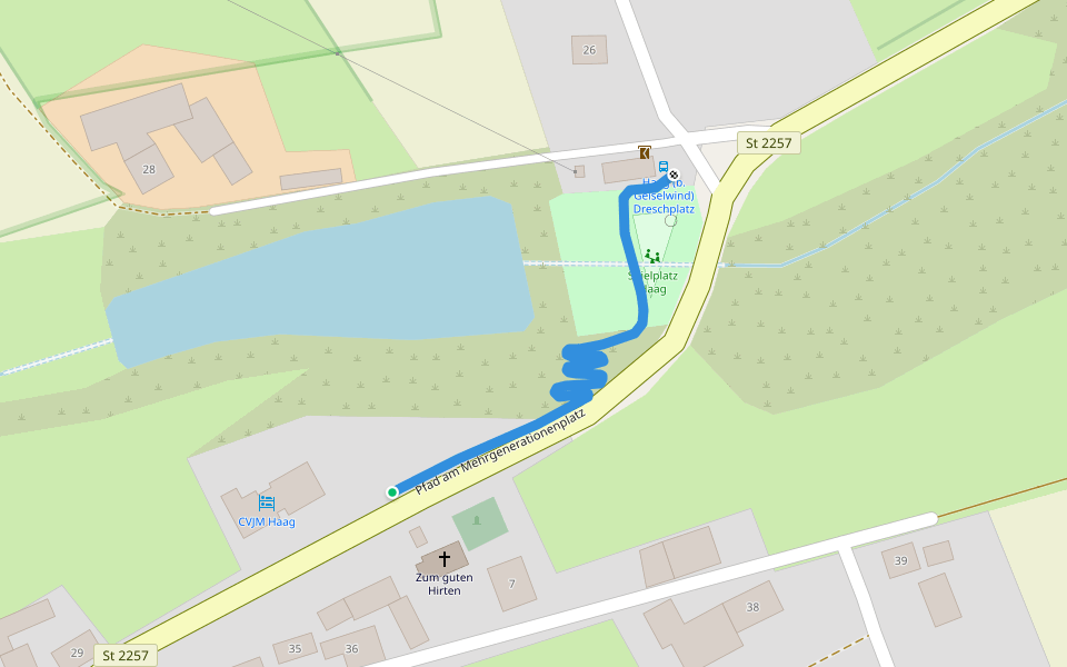 Pfad am Mehrgenerationenplatz walking route map in Geiselwind