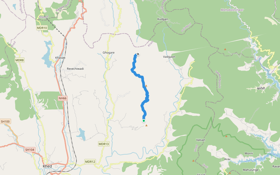Rasalgad to Mahipatgad walking route map in Ghera-rasalgad