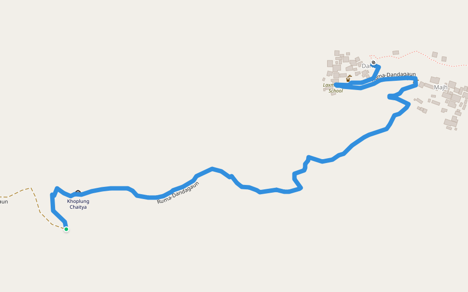 Ruma-Dandagaun walking route map in Tripurakot