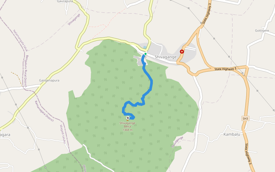 Shivagange trek walking route map in Shivagange