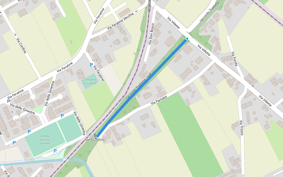 raccordo Tradotta sud walking route map in Montebelluna