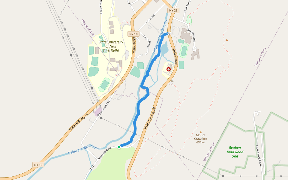 Smith Pond Trail walking route map in Delhi