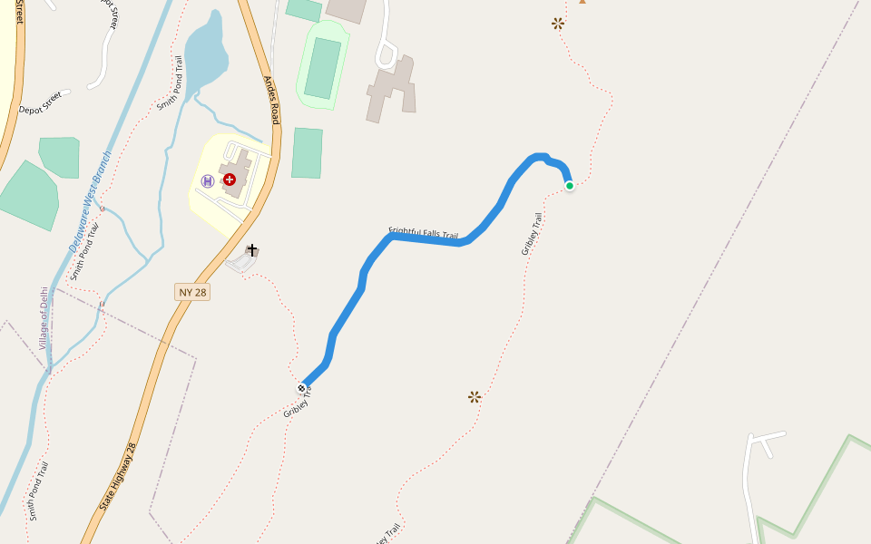 Frightful Falls Trail walking route map in Delhi