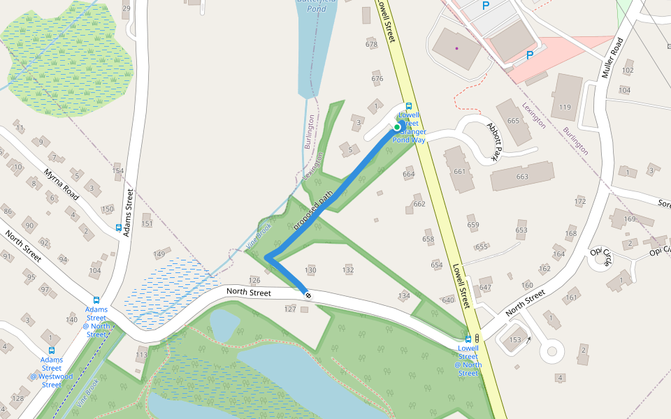 proposed path walking route map in Lexington