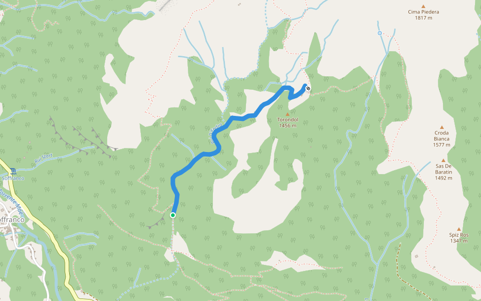 Troi De Le Coste Rote walking route map in Soffranco