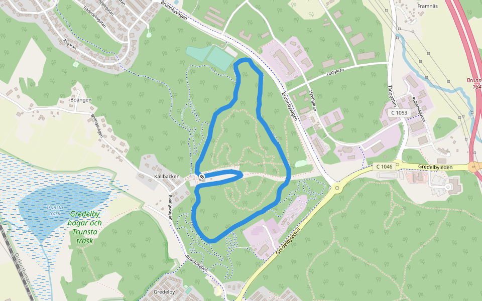 Elljusspår walking route map in Knivsta