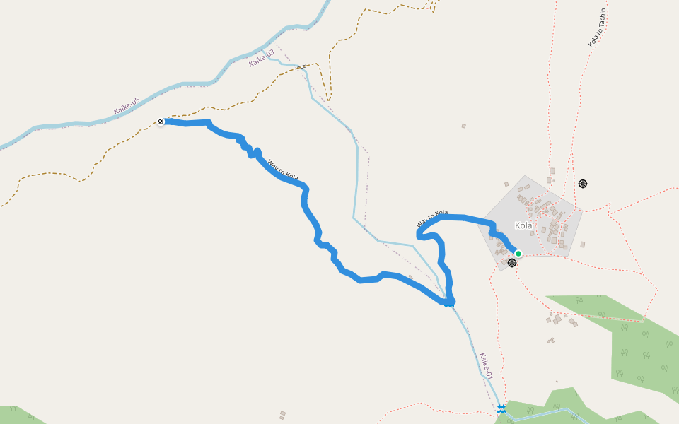Way to Kola walking route map in Lawan