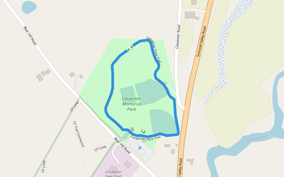 Carpenter Park Trail walking route map in Chichester