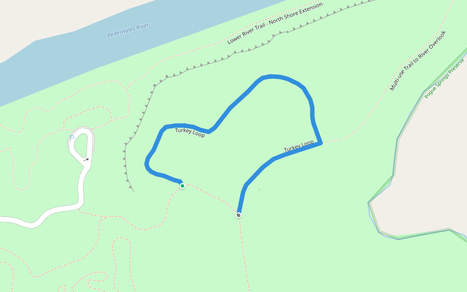Turkey Loop walking route map in Dripping Springs