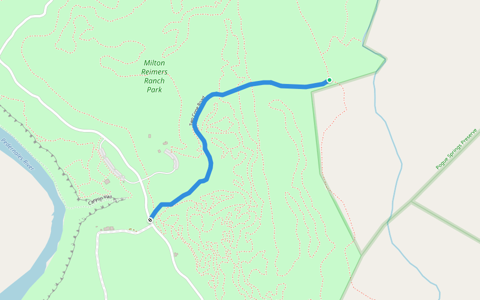 Two Cone Road walking route map in Dripping Springs