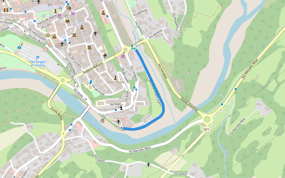 argine walking route map in Belluno