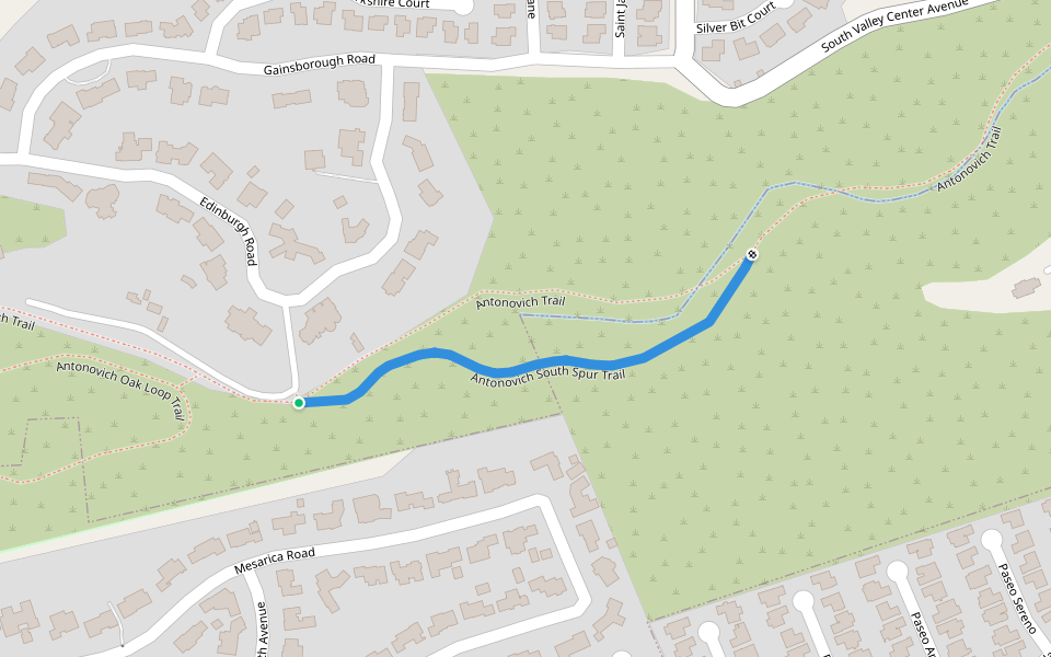 Antonovich South Spur Trail walking route map in San Dimas
