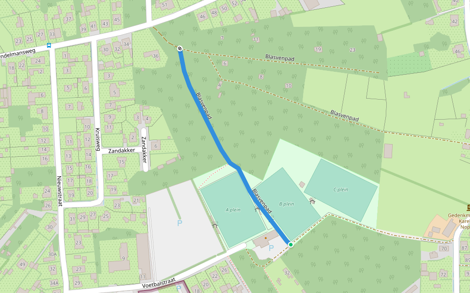 Blasvenpad walking route map in Lille