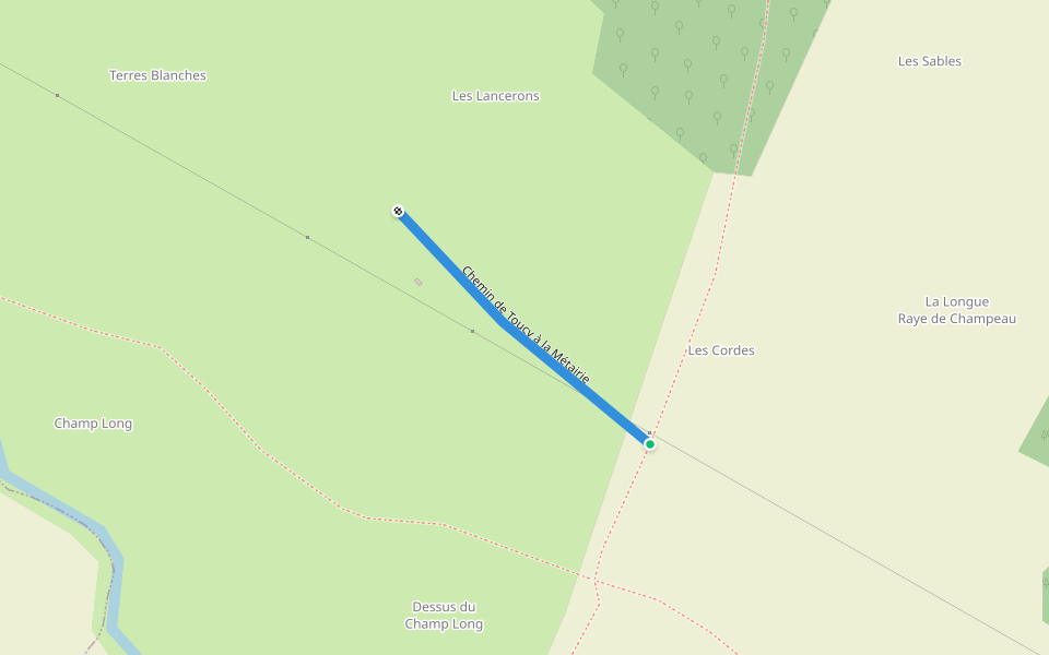 Chemin de Toucy à la Métairie walking route map in Toucy
