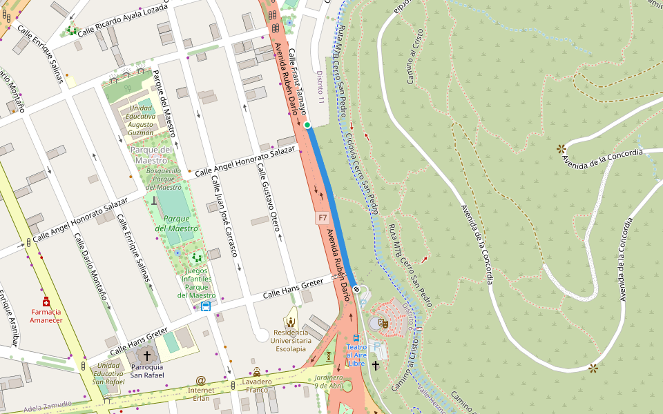 Camino al Teatro walking route map in Cochabamba