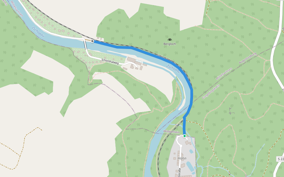 Schönthalweg walking route map in Gornau/Erzgeb.