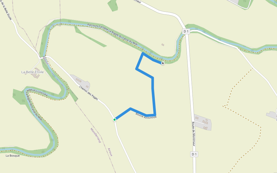 Boucle Airouxoise walking route map in Airoux