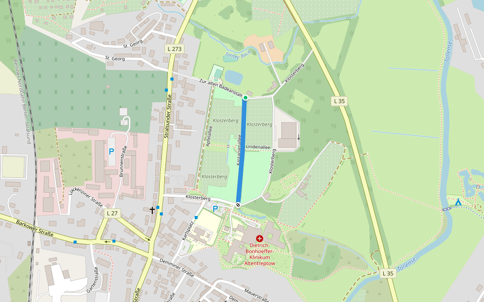 Kastanienallee walking route map in Altentreptow