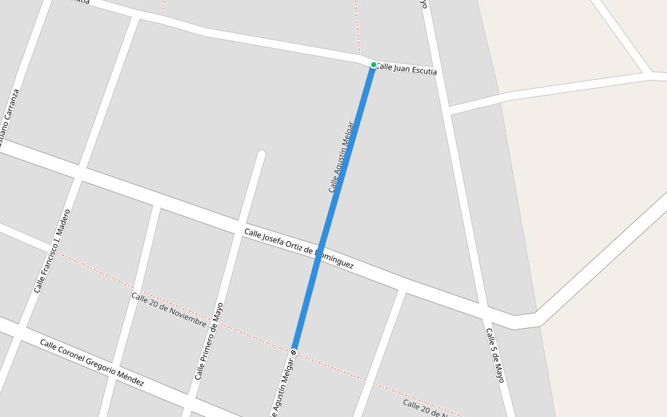 Calle Agustín Melgar walking route map in Ignacio Gutiérrez Gómez