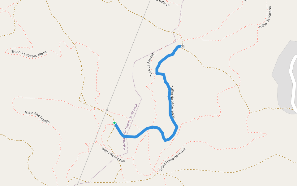 Trilho do Sacarrabos walking route map in Malveira