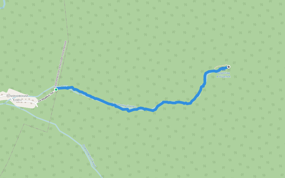 В каньон Медовый Лис walking route map in Romanovskii Kliuch