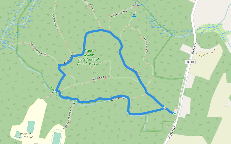 White Loop Trail walking route map in Lancaster
