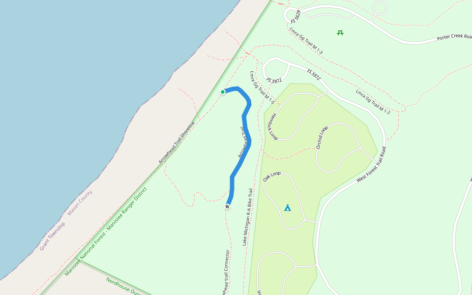 Arrowhead Trail walking route map in Free Soil