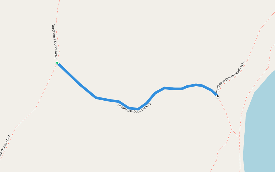 Nordhouse Dunes M9-13 walking route map in Free Soil