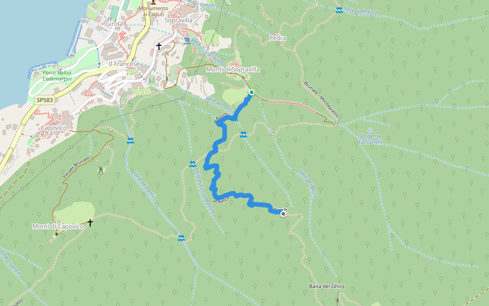 al Barch walking route map in Blevio