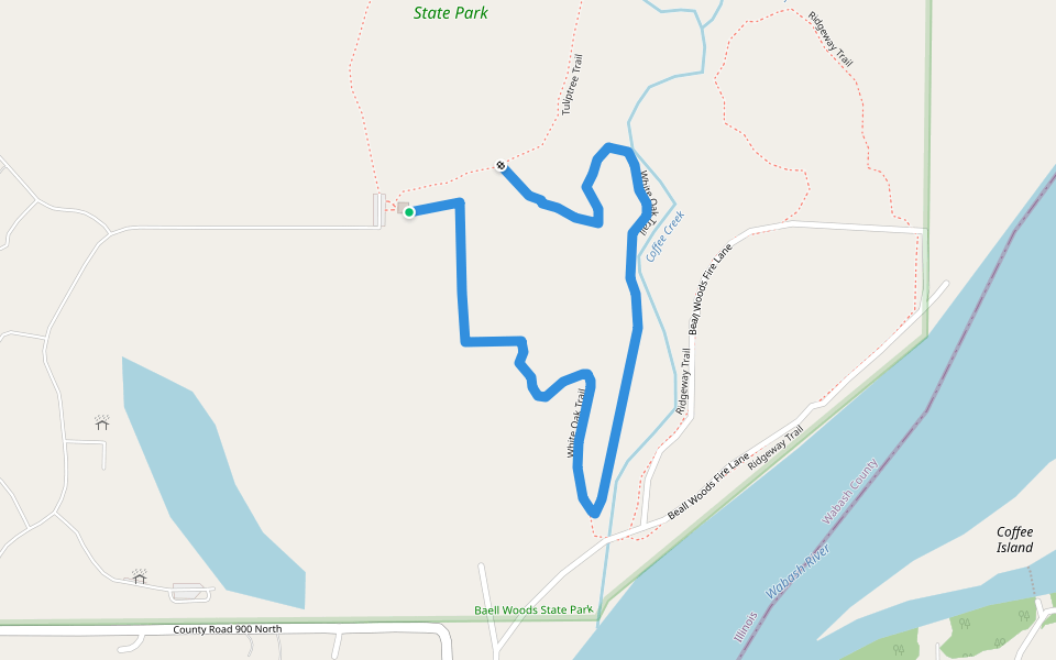 White Oak Trail walking route map in Mount Carmel
