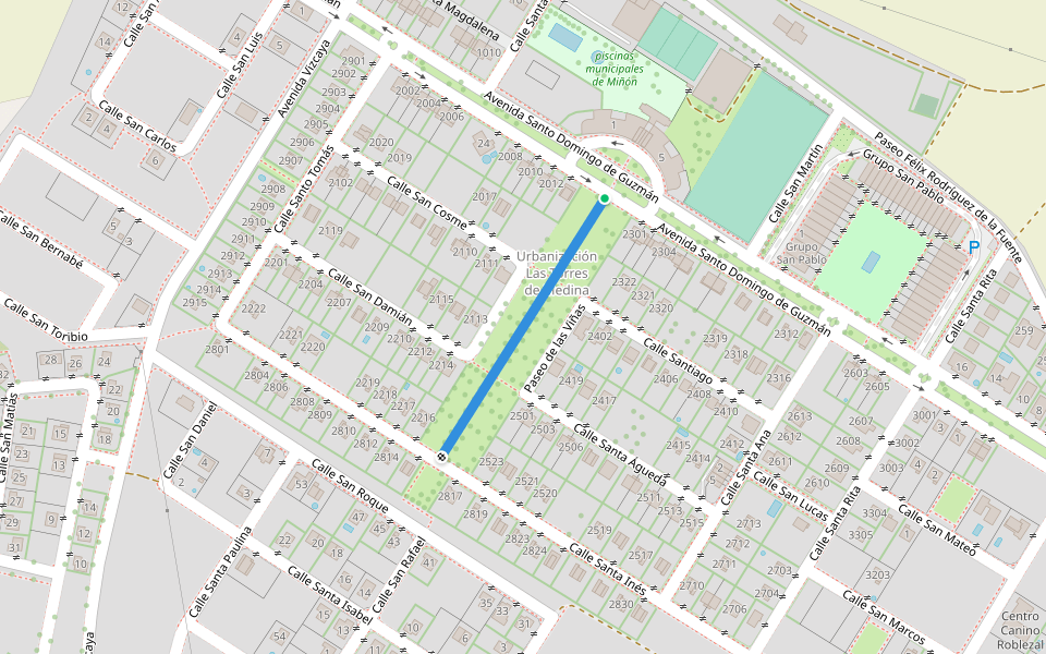 Paseo de las Viñas walking route map in Medina de Pomar