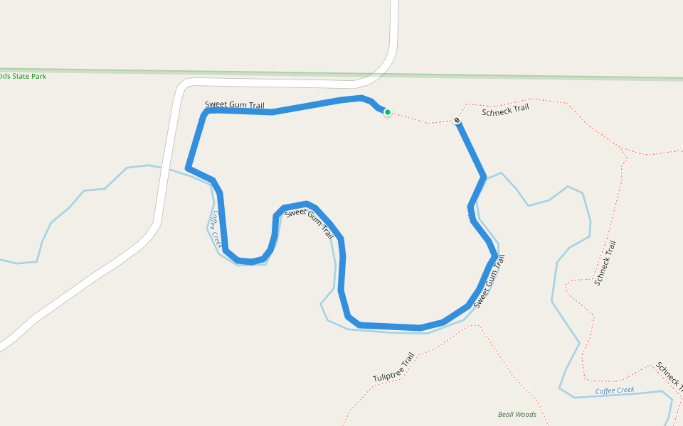 Sweet Gum Trail walking route map in Mount Carmel