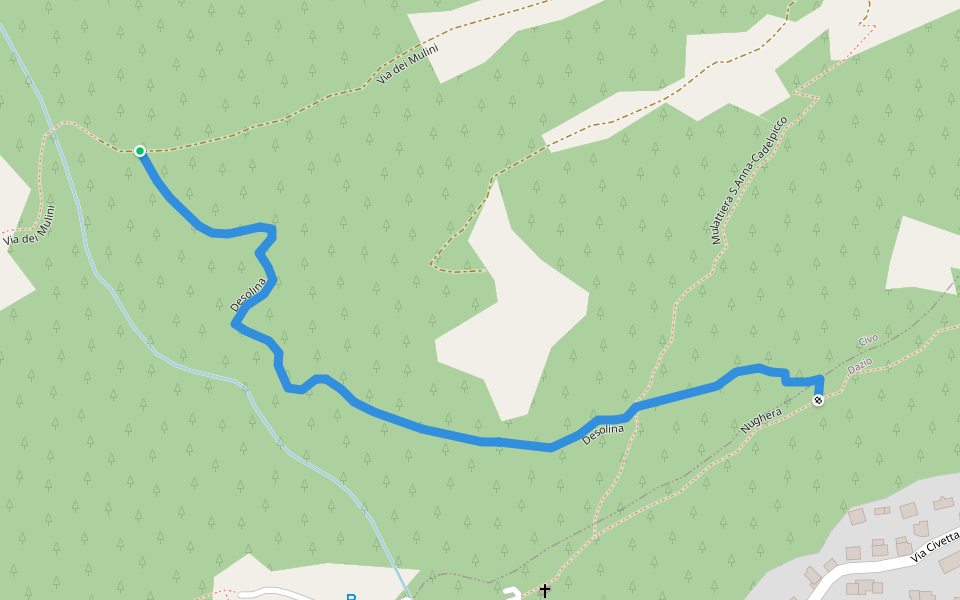 Desolina walking route map in Caspano