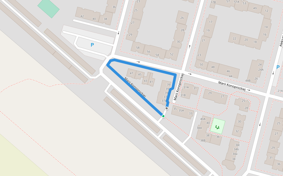 Marii Konopnickiej walking route map in Lubin