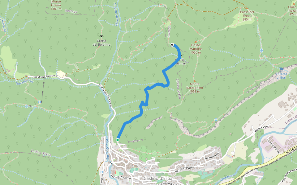 Sentèe di Pölèman (ripido) walking route map in Caslino D'erba