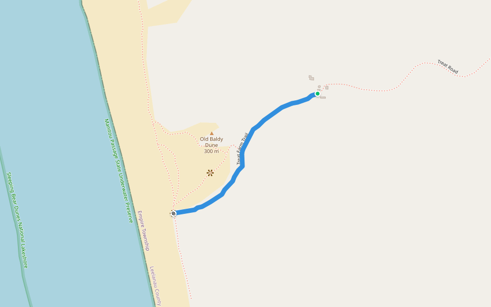 Treat Farm Trail walking route map in Honor