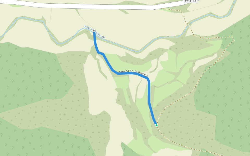 camino de los huertos walking route map in San Felices de Castillería