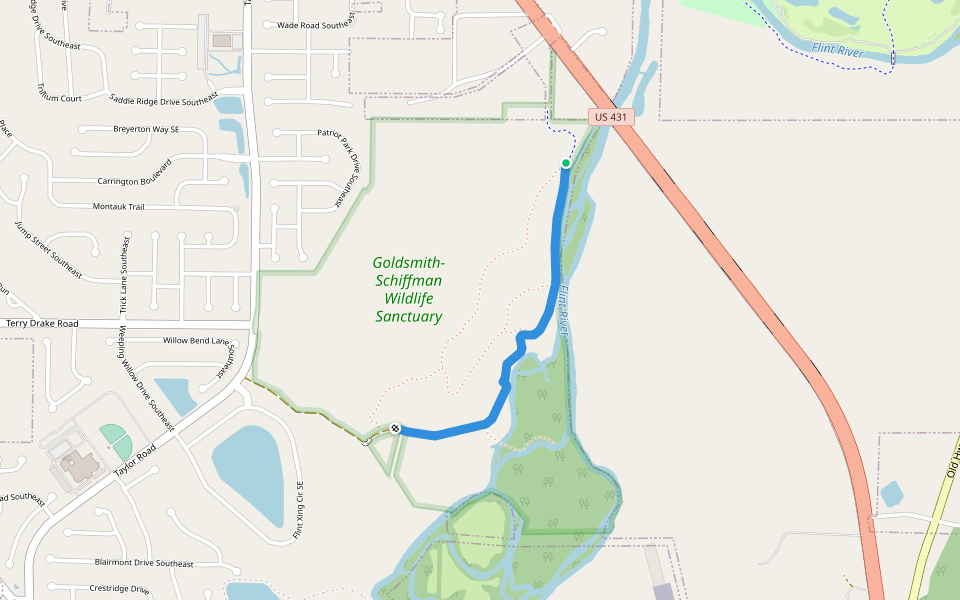 Deer Run Trail walking route map in Owens Cross Roads