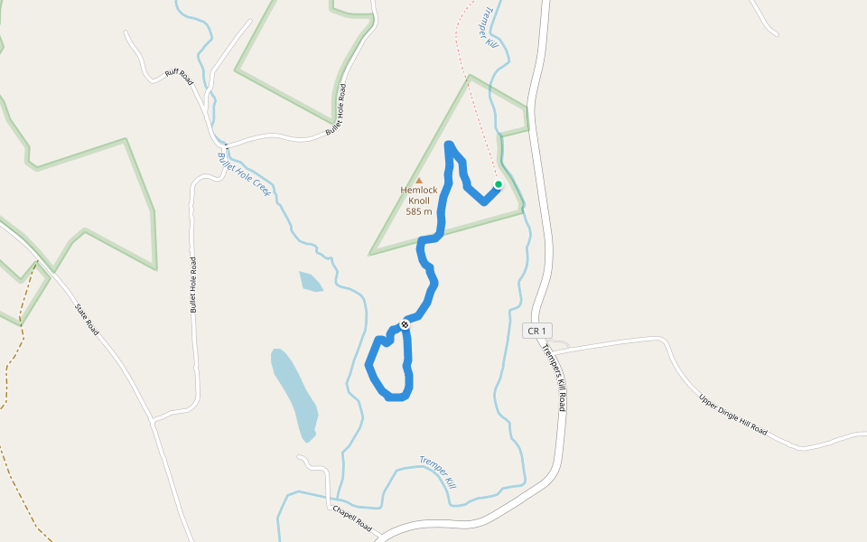 Bullet Hole Spur walking route map in Andes