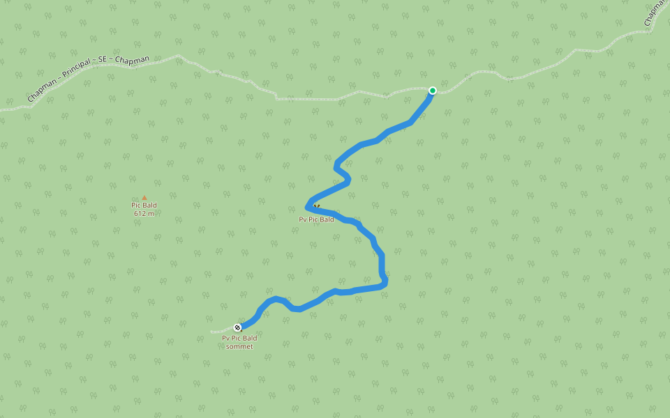 Chapman ~ Accès ~ SE ~ Pic Bald (650 m) walking route map in Bishopton