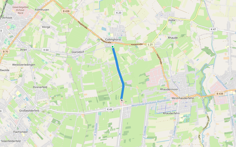 Schwarzmoorstraße walking route map in Rhauderfehn