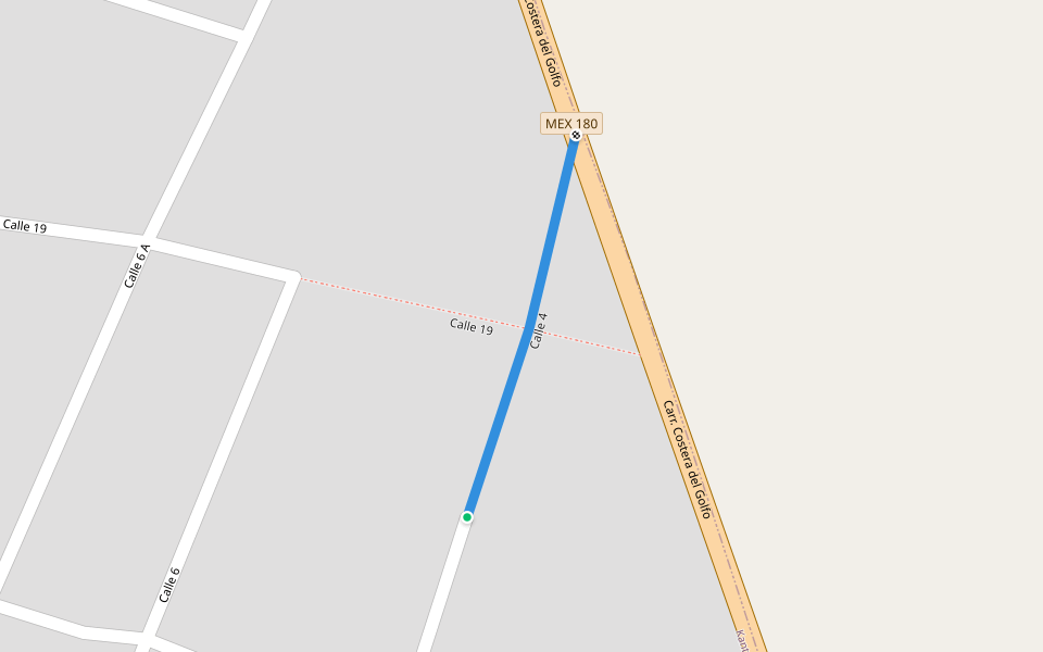 Calle 4 walking route map in Kantunil