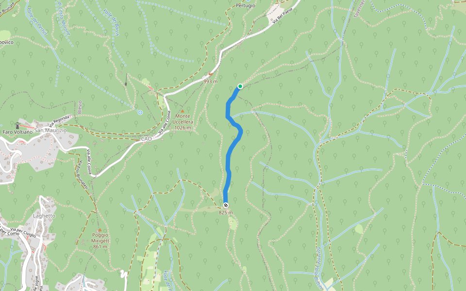 Strada del Gaggio e del Gargaù walking route map in Como